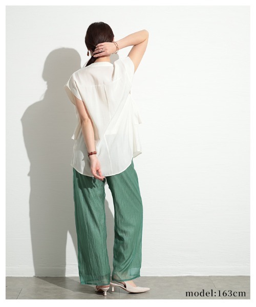 Sawa a la mode（サワアラモード）の「ティアード風ノースリーブブラウス（シャツ/ブラウス・レディース・ホワイト/ブラック/グレー・FREE）」の19枚目の写真