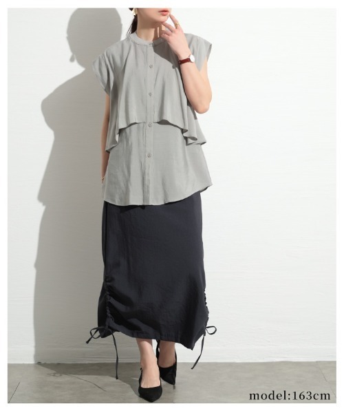 Sawa a la mode（サワアラモード）の「ティアード風ノースリーブブラウス（シャツ/ブラウス・レディース・ホワイト/ブラック/グレー・FREE）」の15枚目の写真