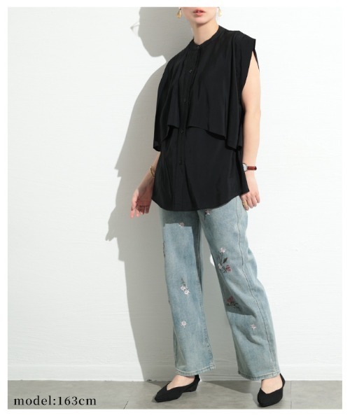 Sawa a la mode（サワアラモード）の「ティアード風ノースリーブブラウス（シャツ/ブラウス・レディース・ホワイト/ブラック/グレー・FREE）」の11枚目の写真