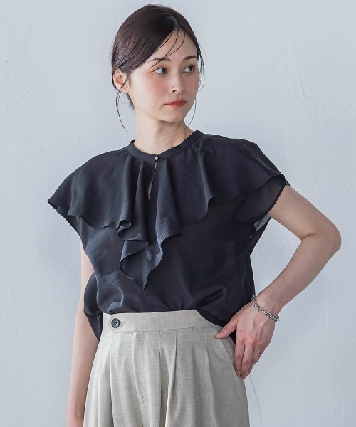 LAUTREAMONT（ロートレアモン）の「ラッフルシアーブラウス≪洗濯機で洗える≫（シャツ/ブラウス・レディース・ブラック/ホワイト・9号）」の13枚目の写真