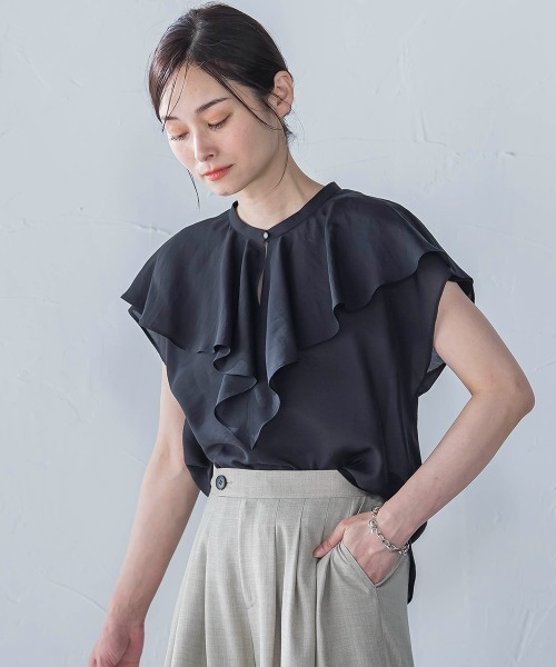 LAUTREAMONT（ロートレアモン）の「ラッフルシアーブラウス≪洗濯機で洗える≫（シャツ/ブラウス・レディース・ブラック/ホワイト・9号）」の12枚目の写真