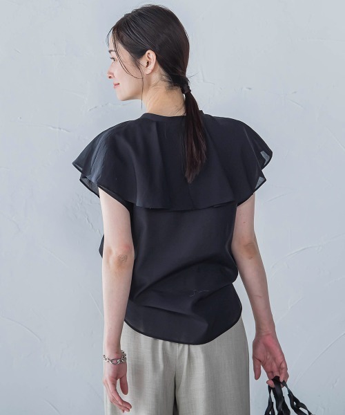 LAUTREAMONT（ロートレアモン）の「ラッフルシアーブラウス≪洗濯機で洗える≫（シャツ/ブラウス・レディース・ブラック/ホワイト・9号）」の10枚目の写真
