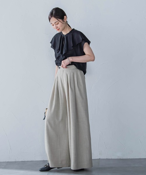 LAUTREAMONT（ロートレアモン）の「ラッフルシアーブラウス≪洗濯機で洗える≫（シャツ/ブラウス・レディース・ブラック/ホワイト・9号）」の7枚目の写真