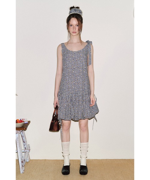 メゾンスペシャル　ブラウンチェック柄ミニワンピースBalloon Tunic MAISON SPECIAL｜メゾン スペシャルのワンピース（チェック柄