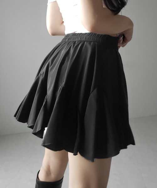 me+em select(ミームセレクト)の「※※【 2color /インパン裏地付き 】ハイウエストドレープフレアミニスカート / high waist draped flare mini skirt(スカート・レディース・ブラック/ホワイト・FREE)」の19枚目の写真