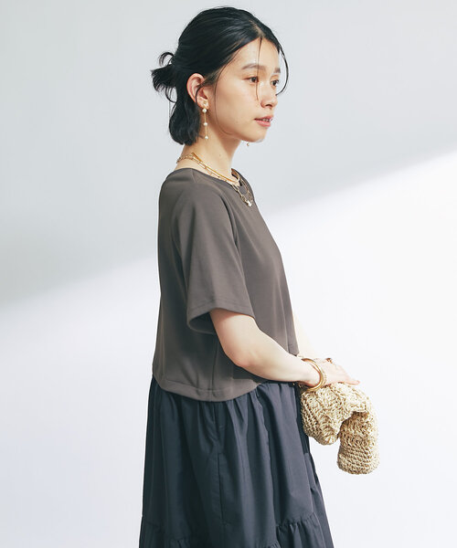 un dix cors(アンディコール)の「《主役級アイテム》前後2WAY切替ティアードワンピース(ワンピース・レディース・チャコールグレー/ブラック・FREE)」の4枚目の写真