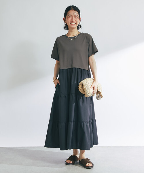 un dix cors(アンディコール)の「《主役級アイテム》前後2WAY切替ティアードワンピース(ワンピース・レディース・チャコールグレー/ブラック・FREE)」の6枚目の写真