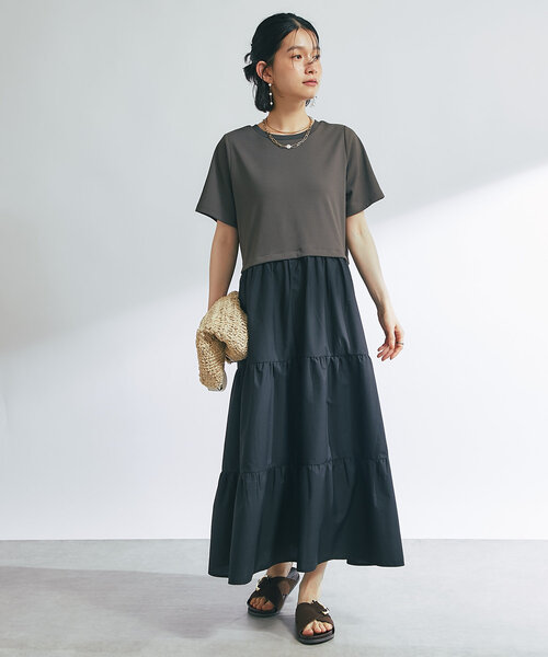un dix cors(アンディコール)の「《主役級アイテム》前後2WAY切替ティアードワンピース(ワンピース・レディース・チャコールグレー/ブラック・FREE)」の7枚目の写真