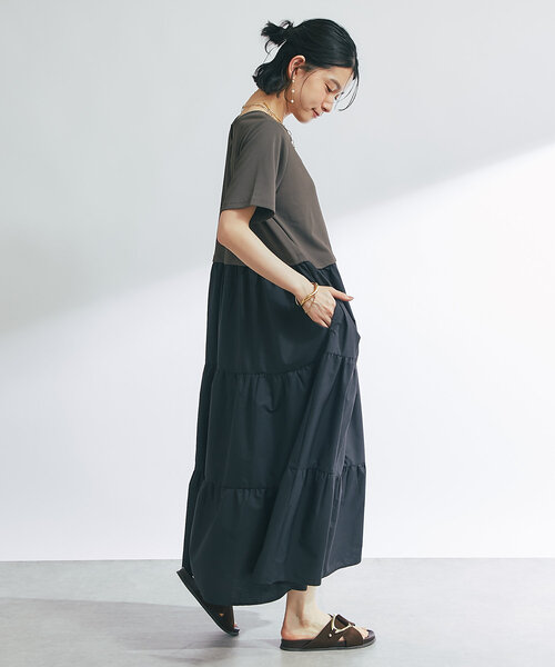 un dix cors(アンディコール)の「《主役級アイテム》前後2WAY切替ティアードワンピース(ワンピース・レディース・チャコールグレー/ブラック・FREE)」の8枚目の写真