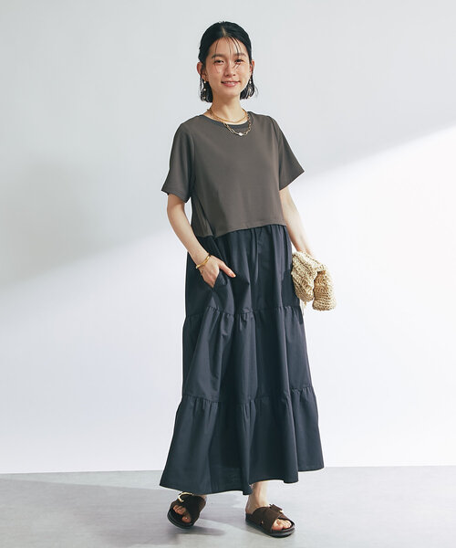 un dix cors(アンディコール)の「《主役級アイテム》前後2WAY切替ティアードワンピース(ワンピース・レディース・チャコールグレー/ブラック・FREE)」の10枚目の写真