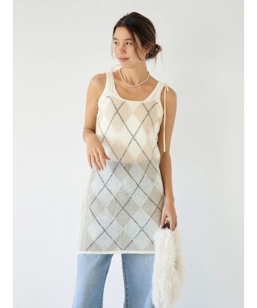 Ungrid（アングリッド）の「アーガイルニットキャミソール（ニット/セーター・レディース・ブラウン/レッド/オフホワイト・FREE）」の6枚目の写真