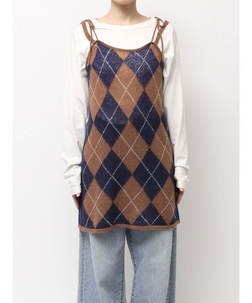 Ungrid（アングリッド）の「アーガイルニットキャミソール（ニット/セーター・レディース・ブラウン/レッド/オフホワイト・FREE）」の16枚目の写真