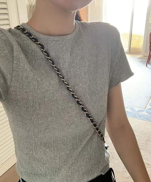 LAFFMO（ラフモ）の「しわ加工クルーネックTシャツ（Tシャツ/カットソー・レディース・ブラック/ホワイト/グレー・F）」の20枚目の写真