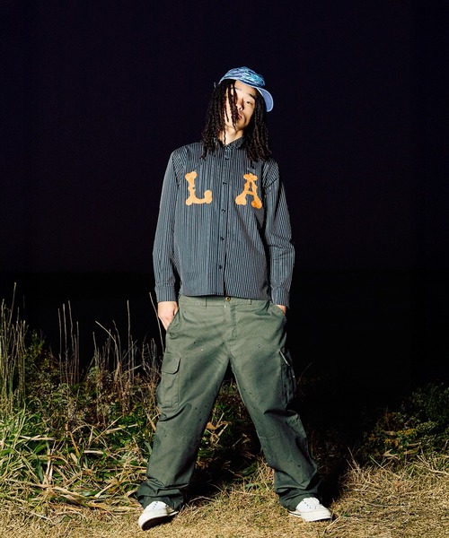 WOKE EDGE(ウォークエッジ)の「LA Glit Stripe Shirt(シャツ/ブラウス・メンズ・ブラック・L/XL)」の7枚目の写真