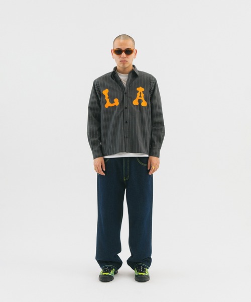 WOKE EDGE(ウォークエッジ)の「LA Glit Stripe Shirt(シャツ/ブラウス・メンズ・ブラック・L/XL)」の8枚目の写真