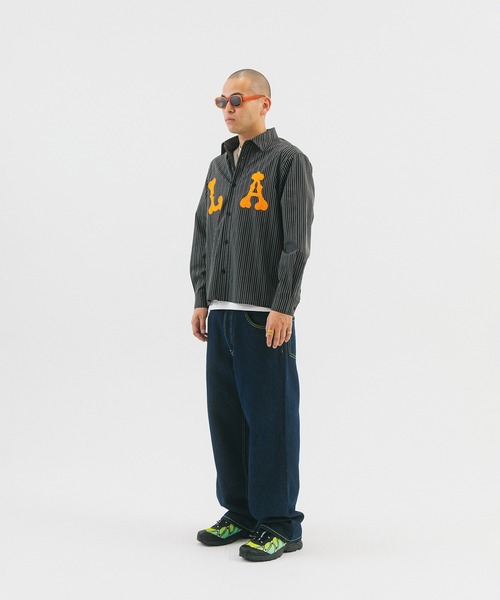 WOKE EDGE(ウォークエッジ)の「LA Glit Stripe Shirt(シャツ/ブラウス・メンズ・ブラック・L/XL)」の9枚目の写真