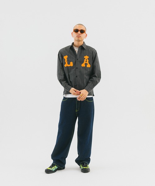 WOKE EDGE(ウォークエッジ)の「LA Glit Stripe Shirt(シャツ/ブラウス・メンズ・ブラック・L/XL)」の11枚目の写真