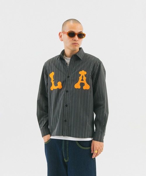 WOKE EDGE(ウォークエッジ)の「LA Glit Stripe Shirt(シャツ/ブラウス・メンズ・ブラック・L/XL)」の12枚目の写真