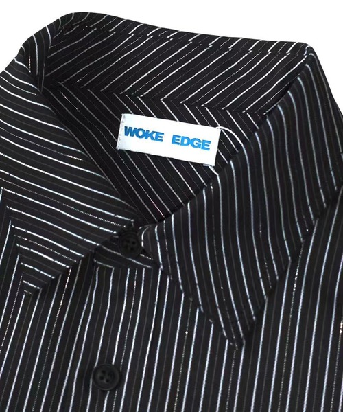WOKE EDGE(ウォークエッジ)の「LA Glit Stripe Shirt(シャツ/ブラウス・メンズ・ブラック・L/XL)」の3枚目の写真