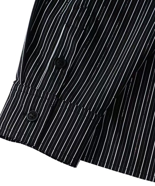 WOKE EDGE(ウォークエッジ)の「LA Glit Stripe Shirt(シャツ/ブラウス・メンズ・ブラック・L/XL)」の4枚目の写真