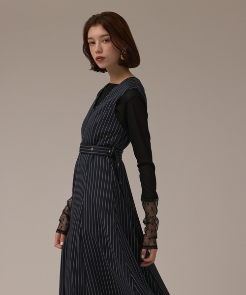 ストライプジャージワンピース