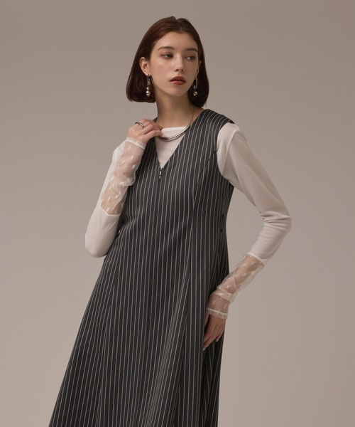 ストライプジャージワンピース