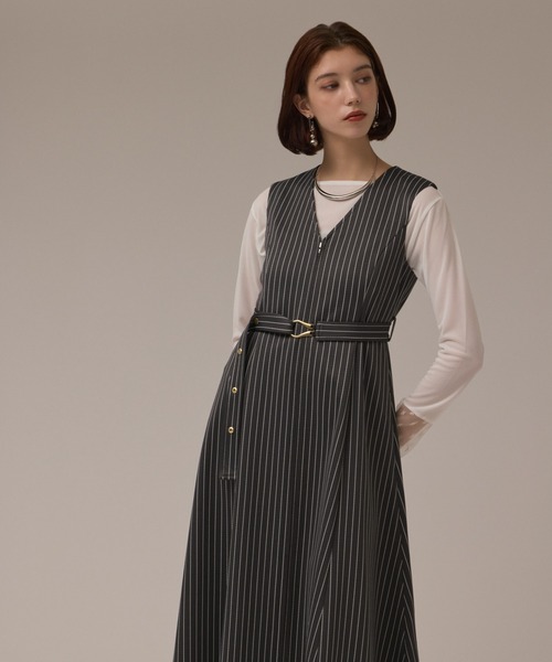 ストライプジャージワンピース