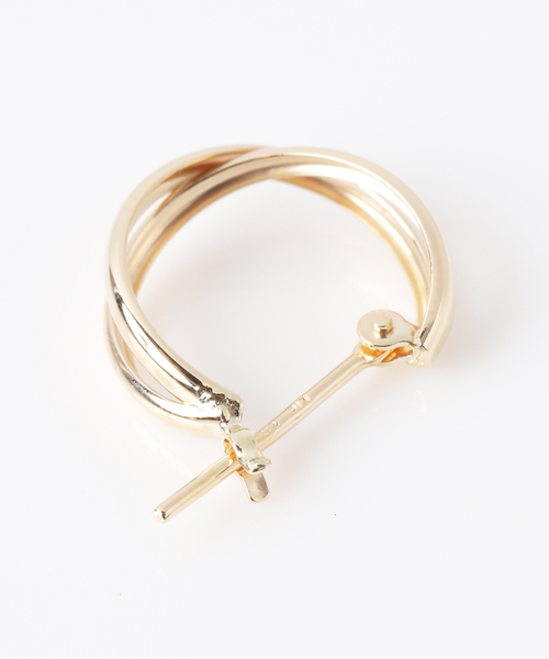 2ラインクロスバーピアス K10(両耳)（ピアス（両耳用））｜Lilas