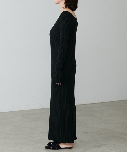 LARUTA ロングニットワンピース ベストセット LARUTA ワンピース 「LARUTA」リブニットワンピース×フェザー