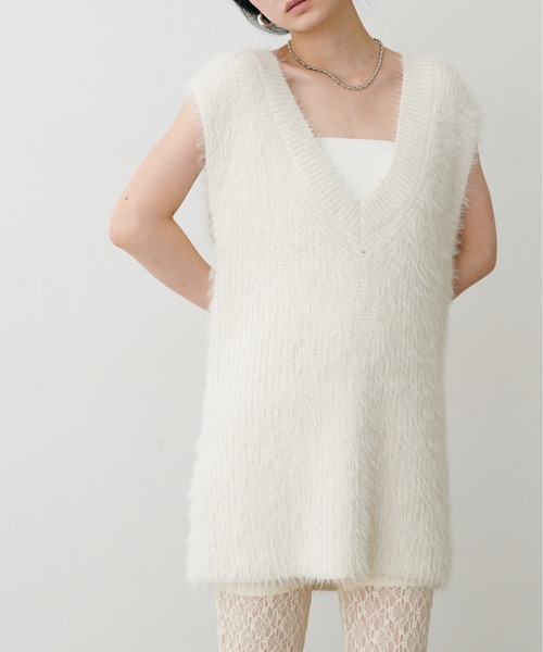 セール】【LARUTA】選べるリブニットワンピース×フェザーベストセット