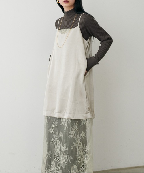 セール】【LARUTA】選べるリブニットワンピース×フェザーベストセット