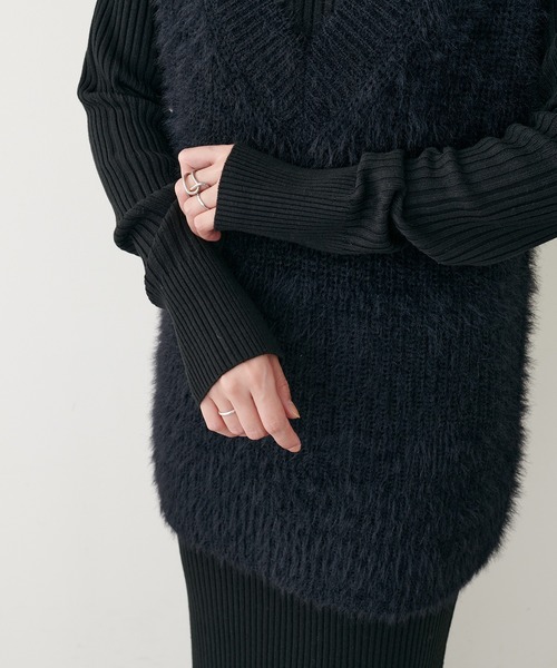 LARUTA（ラルータ）の「【LARUTA】選べるリブニットワンピース×フェザーベストセット（ワンピース・レディース・チャコールグレー/ブラック/オフホワイト/その他1/その他2/その他3/その他4/グレイッシュベージュ・FREE）」の19枚目の写真