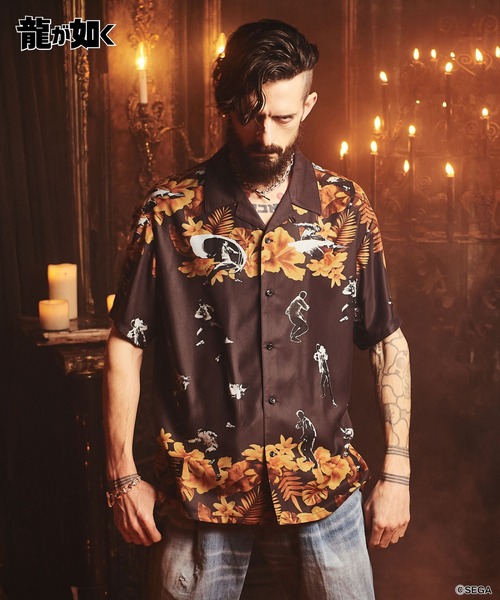 glamb（グラム）の「Mad Dog Aloha Shirt / マッドドッグアロハシャツ（シャツ/ブラウス・メンズ・ブラウン/ブラック・XL/M/L）」の2枚目の写真
