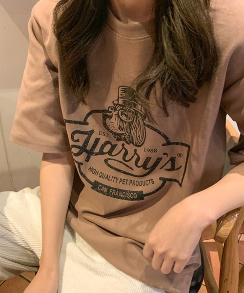 NANAHACHI（ナナハチ）の「プリントTシャツ 半袖 カットソー（Tシャツ/カットソー・レディース・モカ/グリーン/チャコールグレー/アイボリー・FREE）」の4枚目の写真