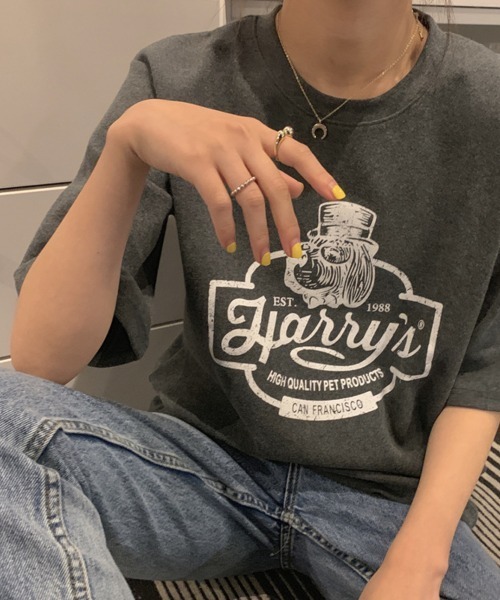 NANAHACHI（ナナハチ）の「プリントTシャツ 半袖 カットソー（Tシャツ/カットソー・レディース・モカ/グリーン/チャコールグレー/アイボリー・FREE）」の9枚目の写真