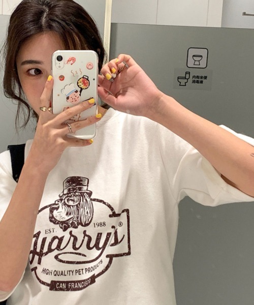 NANAHACHI（ナナハチ）の「プリントTシャツ 半袖 カットソー（Tシャツ/カットソー・レディース・モカ/グリーン/チャコールグレー/アイボリー・FREE）」の19枚目の写真