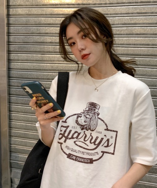 NANAHACHI（ナナハチ）の「プリントTシャツ 半袖 カットソー（Tシャツ/カットソー・レディース・モカ/グリーン/チャコールグレー/アイボリー・FREE）」の17枚目の写真