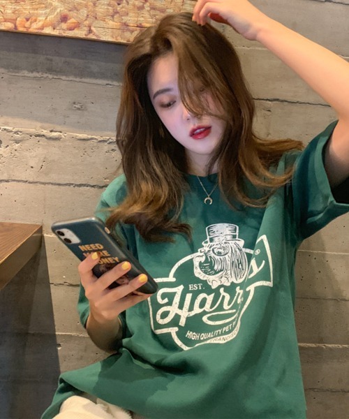 NANAHACHI（ナナハチ）の「プリントTシャツ 半袖 カットソー（Tシャツ/カットソー・レディース・モカ/グリーン/チャコールグレー/アイボリー・FREE）」の20枚目の写真