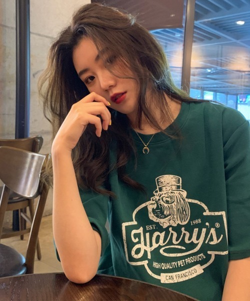 NANAHACHI（ナナハチ）の「プリントTシャツ 半袖 カットソー（Tシャツ/カットソー・レディース・モカ/グリーン/チャコールグレー/アイボリー・FREE）」の15枚目の写真