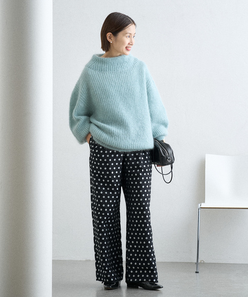 IENA(イエナ)の「《WEB限定/追加》ドットジャガードイージーパンツ(その他パンツ・レディース・ブラック・34/36/38)」の2枚目の写真