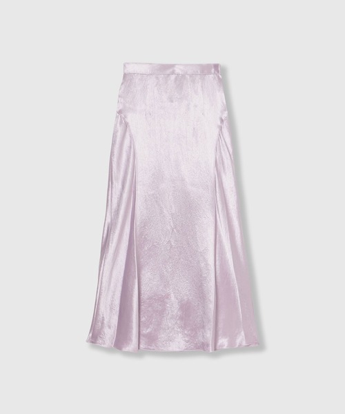 BACK SLIT ACETATE SATIN MAXI SKIRT / バックスリット