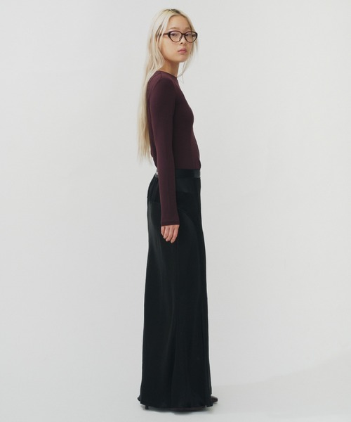セール】BACK SLIT ACETATE SATIN MAXI SKIRT / バックスリット