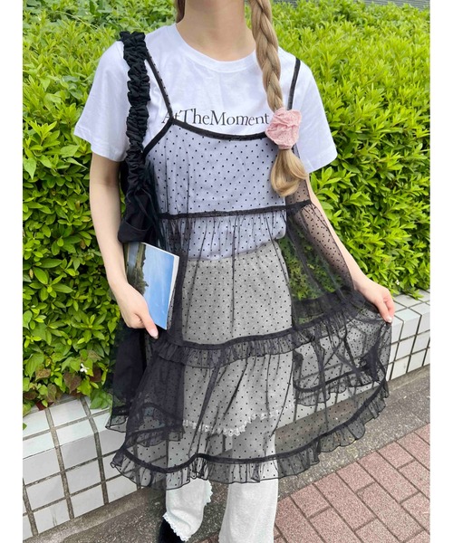 WC(ダブル シー)の「ドットシアーミニキャミワンピース(ワンピース・レディース・ブラック/ホワイト・FREE)」の10枚目の写真