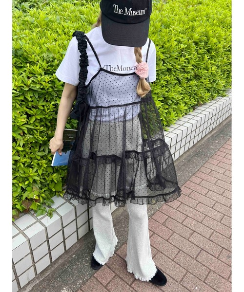 WC(ダブル シー)の「ドットシアーミニキャミワンピース(ワンピース・レディース・ブラック/ホワイト・FREE)」の15枚目の写真