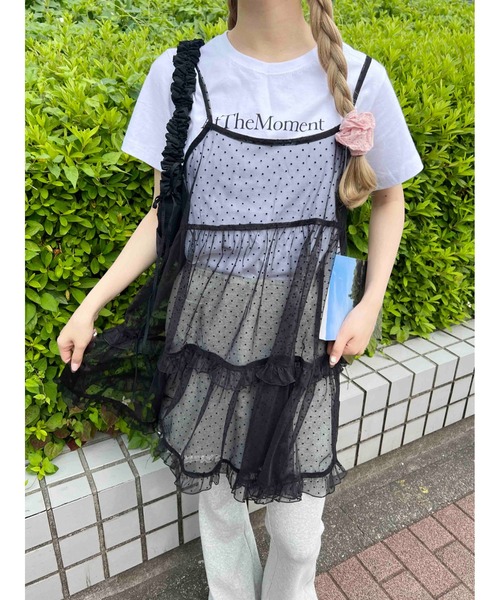 WC(ダブル シー)の「ドットシアーミニキャミワンピース(ワンピース・レディース・ブラック/ホワイト・FREE)」の11枚目の写真