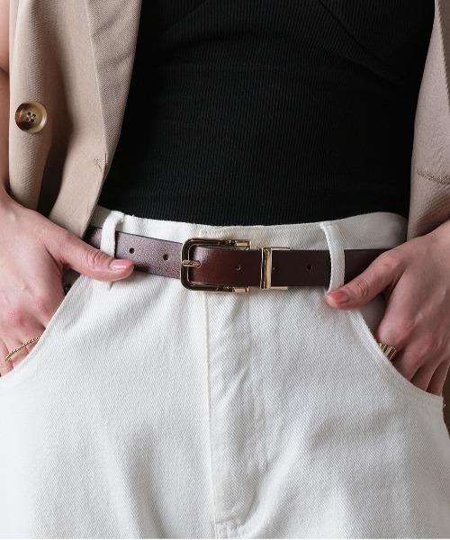 Lien Select（リエンセレクト）の「リバーシブルレザーベルト 本革（ベルト・レディース・ブラウン系1/ブラック系2/ブラック系1/ブラック系3・FREE）」の7枚目の写真