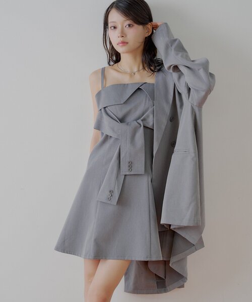 セール】レイヤードデザインスーツキャミワンピース（ワンピース