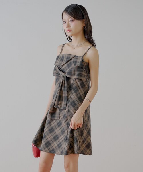 レイヤードデザインスーツキャミワンピース（ワンピース