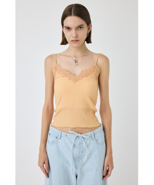 MOUSSY（マウジー）の「【セットアップ対応】LACE TRIM RIB キャミソール（キャミソール・レディース・オレンジ系その他/ブラック/オフホワイト・FREE）」の3枚目の写真