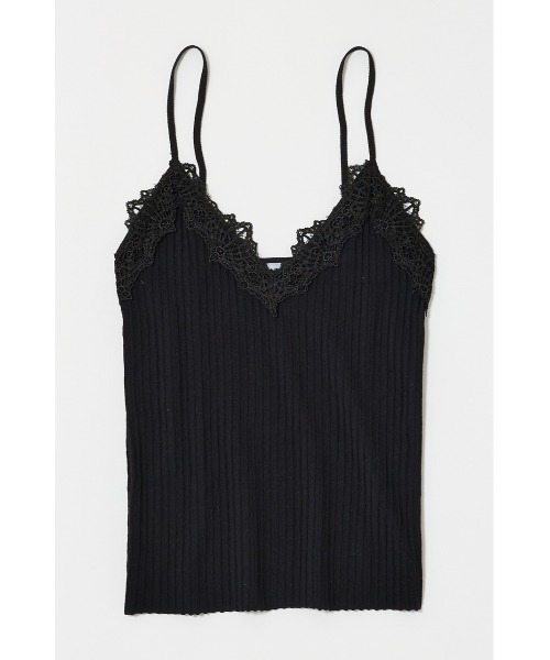 MOUSSY（マウジー）の「【セットアップ対応】LACE TRIM RIB キャミソール（キャミソール・レディース・オレンジ系その他/ブラック/オフホワイト・FREE）」の2枚目の写真